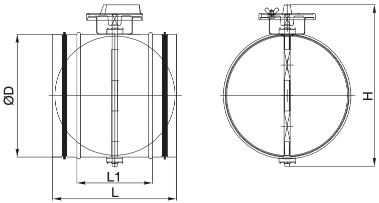 Handbediende ronde regelklep met rubber - KDE250 - ÃƒËœ 250mm